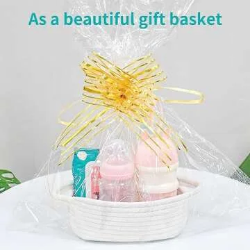 ABenkle Small Storage Basket, Mini Basket, Cute Tiny Cotton Rope Woven Basket, Shelf Basket, Boho Decorative Toy Dog Cat Basket for Nursery, Bedroom, Spa, Empty Gift Basket - XS, White