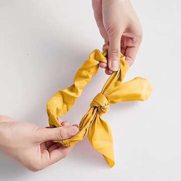 AEGYPIUS 2Pcs Silk Hair Ties, Hair Bows for Women, Butterfly Bow Scrunchies - Ideal for Parties & Everyday Use - Yellow