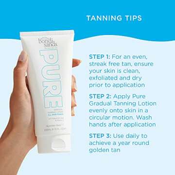 Bondi Sands PURE Gradual Tanning Lotion | Hydrates with Hyaluronic Acid for a Glowing Tan, Fragrance Free, Cruelty Free, Vegan | 6.76 Oz/200 mL