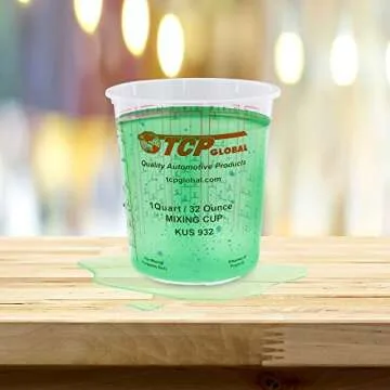 Custom Shop Pack Of 12 each 32 Ounce Paint Mix Cups with calibrated mixing ratios on side of cup