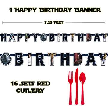 Classic Star Wars Birthday Party Supplies For 16 With Star Wars Plates, Napkins, Cups, Birthday Banner, Cutlery, Masks, Tablecover and Star Wars Inspired Pin By Another Dream