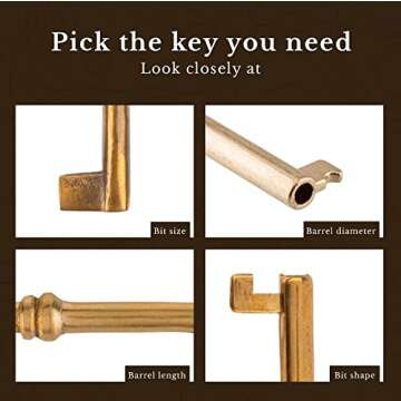 Antique Brass Skeleton Key for Vintage Furniture Restoration