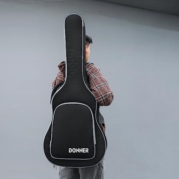Donner 40 41 Inch Acoustic Guitar Case, 5 mm Thick Padding Sponge 600D Ripstop Waterproof Nylon Soft Acoustic Guitar Bag with Dual Adjustable Shoulder Strap and Thick Sponge Handle, Black