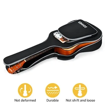 Donner 40 41 Inch Acoustic Guitar Case, 5 mm Thick Padding Sponge 600D Ripstop Waterproof Nylon Soft Acoustic Guitar Bag with Dual Adjustable Shoulder Strap and Thick Sponge Handle, Black