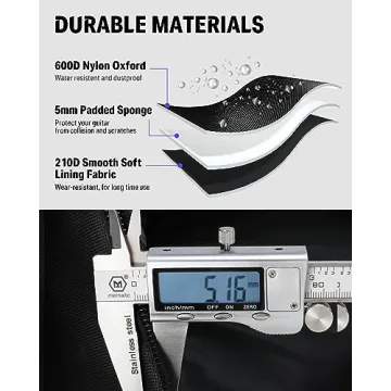 Donner 40 41 Inch Acoustic Guitar Case, 5 mm Thick Padding Sponge 600D Ripstop Waterproof Nylon Soft Acoustic Guitar Bag with Dual Adjustable Shoulder Strap and Thick Sponge Handle, Black