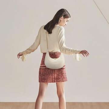 Hvjcez Crescent Shoulder Bag for Wome Fashionable Removable Hobo Tote Handbags Cute Zipper Closure Smooth Leather Crossbody Purses Designer Bags with 2 Removable Strap Khaki