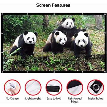 Projector Screen 150 inch 16:9 HD Foldable Anti-Crease Portable Projection Movies Screen for Home Theater Outdoor Indoor Support Double Sided Projection by P-JING