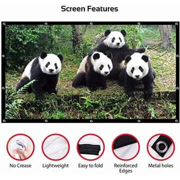 Projector Screen 150 inch 16:9 HD Foldable Anti-Crease Portable Projection Movies Screen for Home Theater Outdoor Indoor Support Double Sided Projection by P-JING
