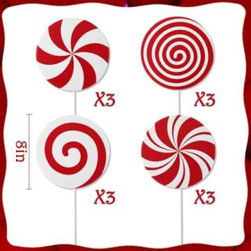Christmas Decorations Indoor Tree Picks: 12 pcs Large Red White Peppermint Lollipop Christmas Picks ...