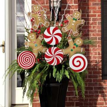 Christmas Tree Picks Set: 12 Pcs Peppermint Lollipop Ornaments
