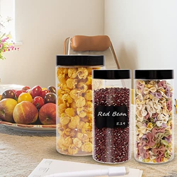 Airtight Clear Plastic Jars - Set of 12, BPA Free