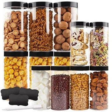 Airtight Clear Plastic Jars - Set of 12, BPA Free