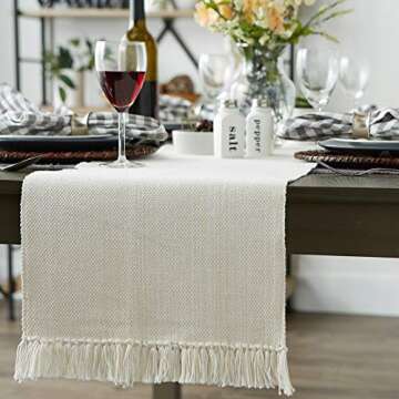DII Variegated Tabletop Collection, Table Runner3x72, Off-White