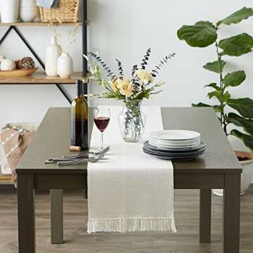 DII Variegated Tabletop Collection, Table Runner3x72, Off-White