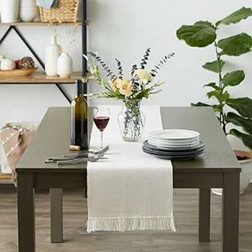 DII Variegated Tabletop Collection, Table Runner3x72, Off-White