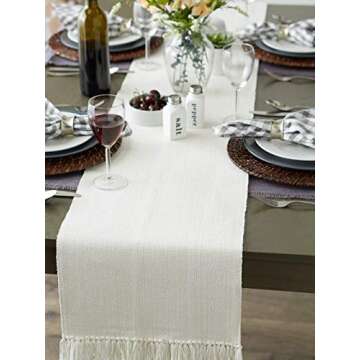 DII Variegated Tabletop Collection, Table Runner3x72, Off-White