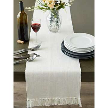 DII Variegated Tabletop Collection, Table Runner3x72, Off-White
