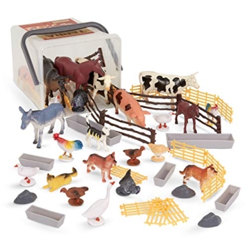Terra by Battat – Farm Animal Figurines & Accessories – 60Pc Toy Animal Bucket for Kids – Farm...
