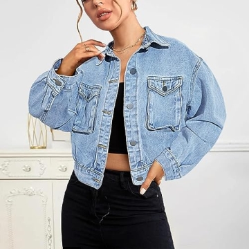 Shebote Women's Cropped Denim Jacket for Every Season