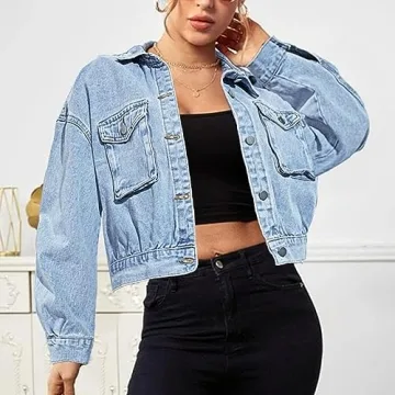 Shebote Women's Cropped Denim Jacket for Every Season