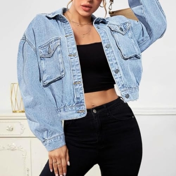 Shebote Women's Cropped Denim Jacket for Every Season