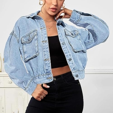 Shebote Women's Cropped Denim Jacket for Every Season