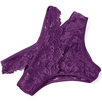 Donnalla Women Sexy Lingerie Set Two Piece Lace Bra and Panty Set Babydoll Sleepwear, Purple, XX-Large