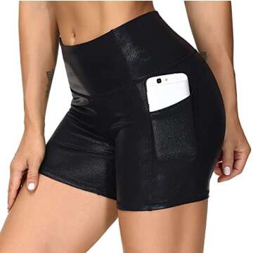Comfortable High Waist Yoga Shorts with Pockets