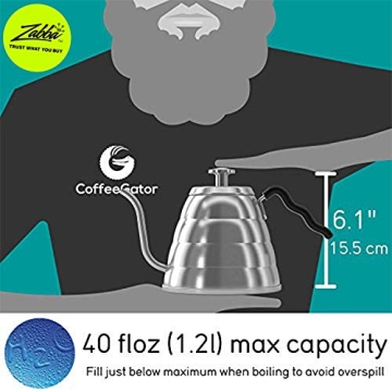 Precision Brewing Coffee Gator Gooseneck Kettle with Thermometer