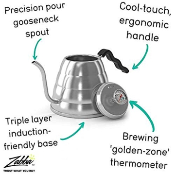 Precision Brewing Coffee Gator Gooseneck Kettle with Thermometer