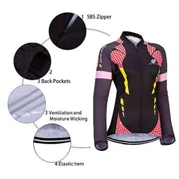 Cycling Jersey Women Long Sleeve Bike Shirts Jacket Breathable Bicycle Clothing Biker Tops Cyclist Apparel with Pockets