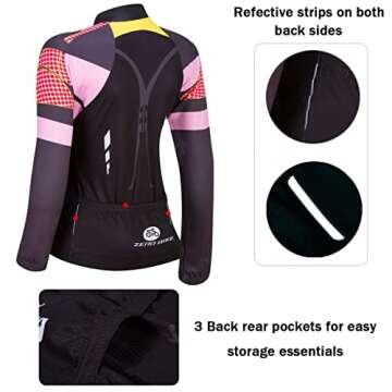 Cycling Jersey Women Long Sleeve Bike Shirts Jacket Breathable Bicycle Clothing Biker Tops Cyclist Apparel with Pockets