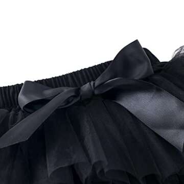 Baby Girls Tutu Skirts with Diaper Cover Newborn Tutu Skirts Sets with Headband for Birthday Photoshoot (0-6Months Black