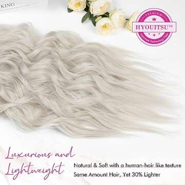 REECHO Clip in Hair Extensions, 4PCS Blonde Hair Extensions 24" Thick Long Beach Waves hair extensio...