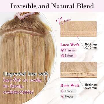 REECHO Clip in Hair Extensions, 4PCS Blonde Hair Extensions 24" Thick Long Beach Waves hair extensions HE003 Invisible Lace Weft Natural Soft Hairpieces for Women – Platinum Blonde