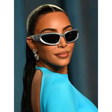 AIEYEZO Wrap Around Sports Sunglasses for Men Women Fashion Oval Thick Frame Sun Glasses Stylish Spo...