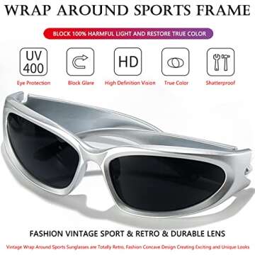 AIEYEZO Stylish Wrap Around Sports Sunglasses for All