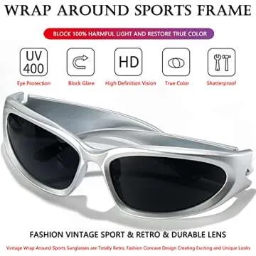 AIEYEZO Stylish Wrap Around Sports Sunglasses for All