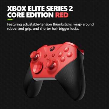 Xbox Elite Series 2 Core Wireless Gaming Controller – Red – Xbox Series X|S, Xbox One, Windows P...
