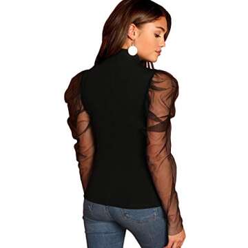 Stylish Puff Sleeve High Neck Blouse for Parties