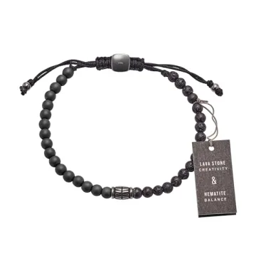 Fossil Men's Smoke Beaded Bracelet - Stylish Accessory