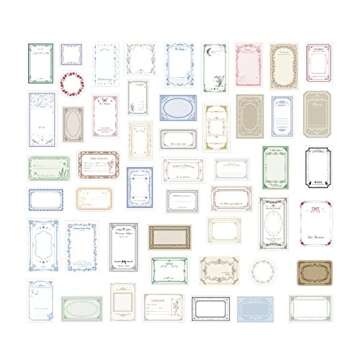 100 Pieces Vintage Scrapbooking Stickers, Photo Frame Paper Stickers Memo Pads Material Decals Adhes...