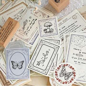 100 Pieces Vintage Scrapbooking Stickers, Photo Frame Paper Stickers Memo Pads Material Decals Adhesive Sticker for DIY Arts Crafts Scrapbooking Cards Album Planner Journal Notebook