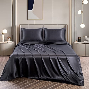 Vonty Satin Sheets Set Full Size Soft Silky Comfort