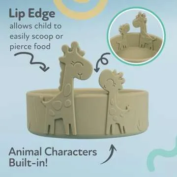 Nuby Animal Friend Silicone Round Plate - Toddler Plate - 6+ Months - Green Giraffe Plate