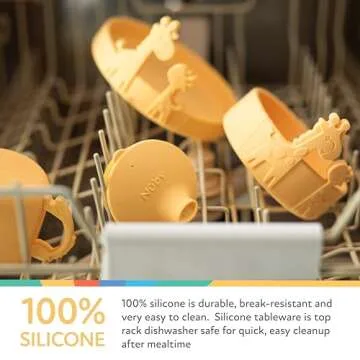 Nuby Animal Friend Silicone Round Plate - Toddler Plate - 6+ Months - Green Giraffe Plate