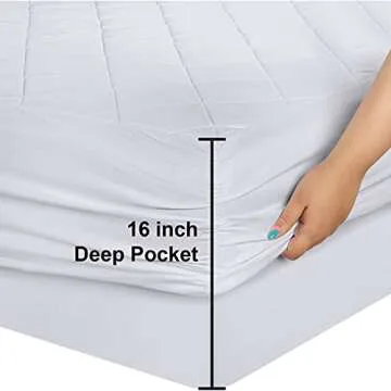 Utopia Bedding Quilted Fitted Mattress Pad, Full Size, Elastic Fitted Mattress Topper Protector and Cover Stretches up to 16 Inches Deep, Machine Washable (White)