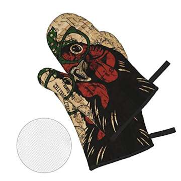 Vintage Rooster Oven Mitts and Pot Holders Set 4 Piece