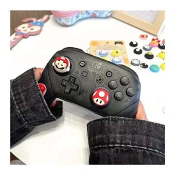 PERFECTSIGHT 4 PCS Cute Thumb Grip Caps for PS5/PS4/Xbox One (Series X, S)/NS Switch Pro Controller, Anime Magic Moon Analog Stick Grips Thumbsticks, 3D Kawaii Silicone Joystick Button Covers (Luna)