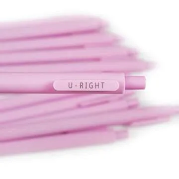 U-RIGHT 12 Pcs Gel Ink Pens Black Ink 0.5 mm Fine Point Smooth Writing Cute Pens for Office School (Light Pink)